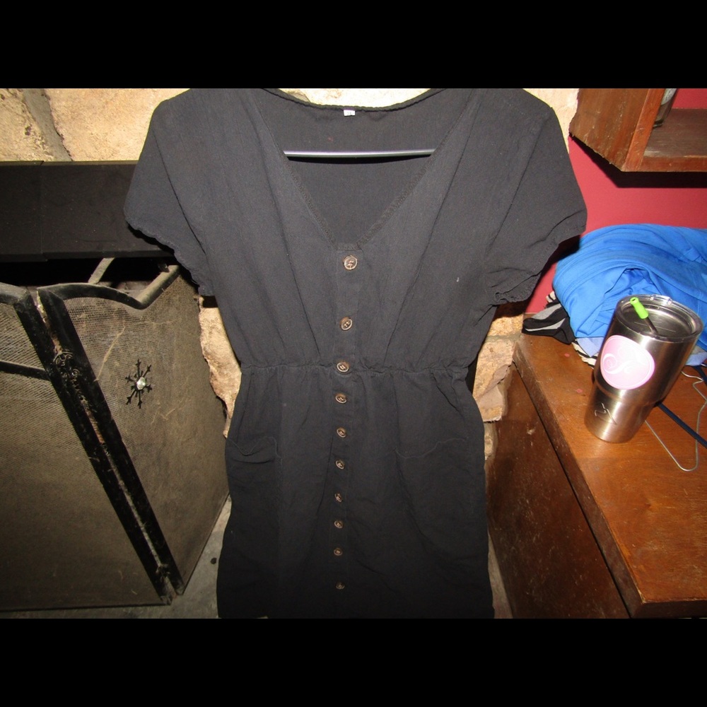 Black button up dress